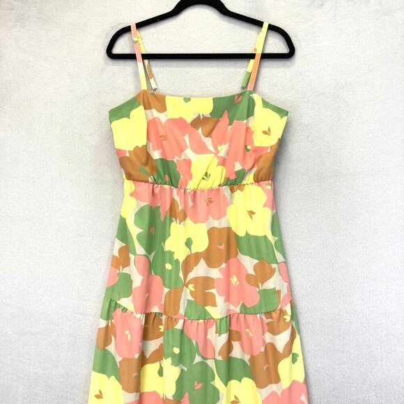 Social Standard SANCTUARY Smocked Midi Dress Large L Fiesta Pastel Floral EUC - Picture 6 of 15